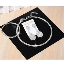 3 PCS Wedding Bridal Jewelry Sets for Women Necklace Bracelet Australia Crystal  - £24.38 GBP
