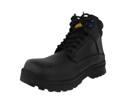 Mens Black Work Boots Real Leather Oil Slip Resistant Steel Toe Laces Si... - $69.99