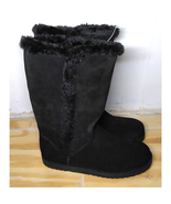 NWT Universal Thread Black Suede Fur Boots Size 6 Ladies Fall Winter - $24.30 CAD