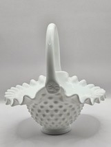 Vintage 7&quot; Tall Fenton Hobnail Milk Basket - £17.55 GBP