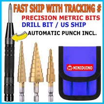 Hss 4Pcs Titanium Step Drill Bit Set W Automatic Center Punch High Speed... - £13.37 GBP