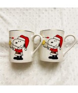 Lenox Porcelain Peanuts Snoopy 14oz Christmas Mugs Rose Gold Accents-NEW - $657.38 MXN