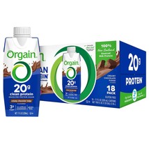 Protein Shakes Orgain Drinks Meal Replacement Chocolate Fudge Grass Fed 18 Pack - $52.99