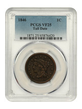 1846 1C PCGS VF25 (Tall Date) - £100.69 GBP