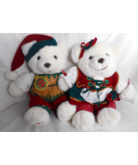 1995 Kmart Santa&#39;s Magical Toyshop White Plush Bears Mr &amp; Mrs Christmas Set - £54.28 GBP