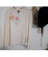St. John Embroidered Floral Crew Neck Knit Sweater Top NWT$830 Size XL - £136.24 GBP