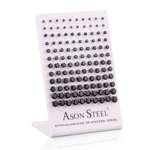 60 Pairs Round Crystal 316L Stainless Steel Stud Earrings Set for Women Girl Fas - £137.36 GBP