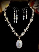 OOAK Avon &quot;Reinvented Vintage&quot; White glass &amp; silvertone necklace and earrings - £25.52 GBP