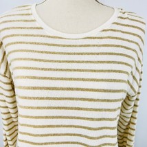 A New Day Long Sleeve M Striped Light Sweater Shirt Beige Brown - £27.96 GBP