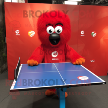 Red Ping Pong Table mascot costume character dressed with a Windbreaker and Keyc - $1,299.00