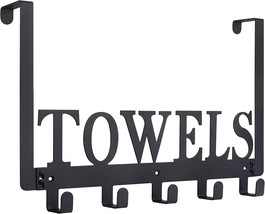 Over The Door Hooks, Towel Holder For Bathroom, Door Mount Towel Rack For, Black - $16.53