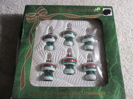 6 Vintage Christmas Tree Glass ornaments Mushroom Glitter mini Bradford 1.5&#39;&#39; - £19.46 GBP