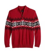 Boys Sweater Urban Pipeline Red Christmas Argyle Long Sleeve Zip Neck Sw... - £20.22 GBP