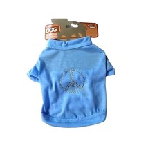 Paws N Claws Peace Sign Dog Shirt Blue Silver Stud Size X-Small 2 to 6 l... - $157.77 MXN