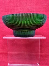 Hoosier Glass 4054 Emerald Green Vintage Ribbed 6.5&quot; Candy Dish Flower Bowl Vase - £15.63 GBP