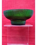 Hoosier Glass 4054 Emerald Green Vintage Ribbed 6.5&quot; Candy Dish Flower B... - £15.77 GBP