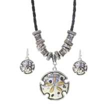 Sand Dollar Pendant Necklace and Earrings Set Silver - £11.33 GBP