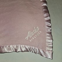 Alaska Airlines Pink Fleece Baby Blanket Lovey Satin Trim SOFT 30x38 RARE - $49.45
