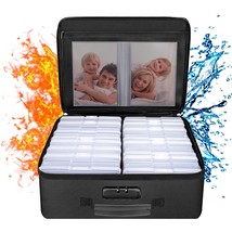 Fireproof Photo Storage Box With 16 Inner 4&quot; X 6&quot; Photo Case(Clear), Box... - £58.63 GBP