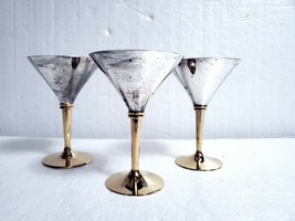 3 Swedish Scandia Present Silverplate/Brass 3 Oz Wine Aperitif Glasses G Lindahl - £14.87 GBP