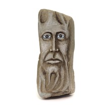 Original Art Hand Painted Stone Rock Singing Water Spirit Face 4 1/2&quot; height - £14.82 GBP