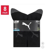 Puma Mens Socks Black 8-Pair Crew Moisture Wicking Arch Support Cushioned - $39.99
