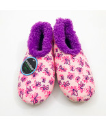 Snoozies Women&#39;s Slippers Pink &amp; Purple Abstract Floral Non Skid Soles M... - $12.86