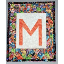 Applique M Quilted Wall Decor 17&quot; x 14&quot; Cats Colorful Cartoon Hanging Mat - £15.29 GBP