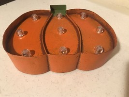 Pumpkin sitter with Led in distressed metal  - Battery Operated image 4