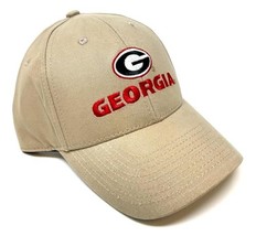 MVP UGA Georgia Bulldogs Logo Solid Khaki Curved Bill Adjustable Hat - £16.41 GBP