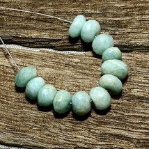 12.10cts Natural Amazonite Faceted Rondelle Beads Loose Gemstone 12pcs Size 6mm - $8.23