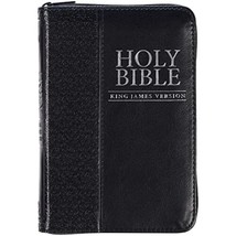 KJV Holy Bible, Mini Pocket Bible – Zippered Black Faux Leather Bible w/Ribbon - £22.71 GBP