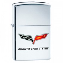 Zippo Lighter - Chevy Corvette Logo High Polish Chrome - 76485 - £24.63 GBP