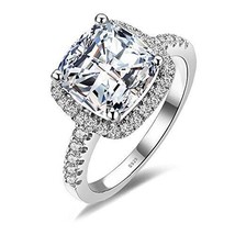 JewelryPalace 3ct Cushion Cut Halo Engagement Rings for Women 14K Gold Plated... - £33.73 GBP