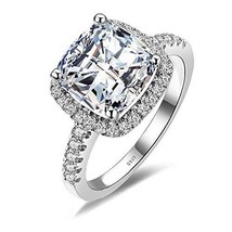 JewelryPalace 3ct Cushion Cut Halo Engagement Rings for Women 14K Gold Plated... - $42.89