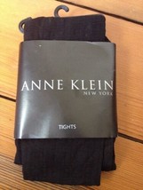 Black Anne Klein Square Texture Pattern Nylon Lycra Blend Tights USA Made Tall - £10.34 GBP