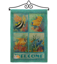 Tropical Fish Collage Burlap - Impressions Decorative Metal Wall Hanger Garden F - £27.15 GBP