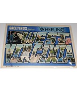 Large Letter Greeting Linen Postcard Wheeling, West Virginia WV Curt Teich - £3.91 GBP