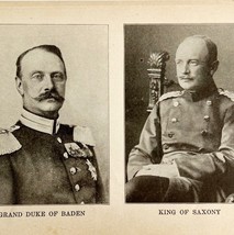 1914 WW1 Print Grand Duke of Baden &amp; King of Saxony Antique Military Col... - $648.75 MXN