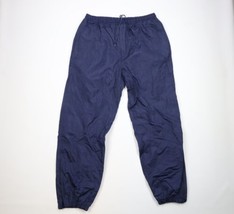 Vintage 90s Streetwear Mens XL Blank Lined Waterproof Cuffed Joggers Pants Blue - £31.61 GBP