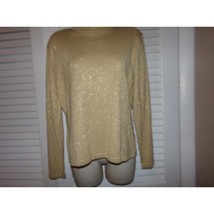 Vintage Yarnworks gold mock neck top size M LN shoulder pads - $7.30