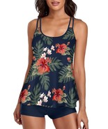 Plus Size Tankini Swimsuit for Women, Retro Vintage Floral Print, Oversi... - $32.19