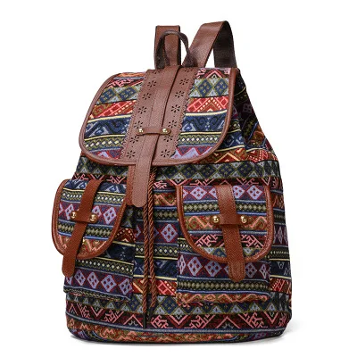 New style backpack retro pattern canvas female bag fashion travel drawstring bac - £51.65 GBP