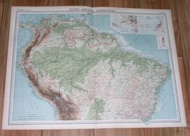 1922 Original Vintage Map Of South America Brazil Colombia Peru Venezuela - £19.00 GBP