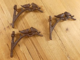 3 Cast Iron Plant Hooks Bird Garden Nature Wall Mounted Rustic Farmhouse... - $29.99