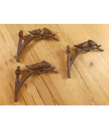 3 Cast Iron Plant Hooks Bird Garden Nature Wall Mounted Rustic Farmhouse... - $550.93 MXN