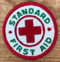 Vintage Standard First Aid Red Cross Embroidered Sew On Patch 2.5&quot; Round - $14.99
