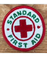 Vintage Standard First Aid Red Cross Embroidered Sew On Patch 2.5&quot; Round - £11.93 GBP