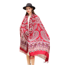 Anyyou 100% Merino Wool Claret  Silk Satin Large Winter Scarf Pashmina S... - $101.50