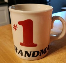 #1 Grandma Coffee Mug Red Number Black Lettering Ivory Ceramic Made in E... - £6.91 GBP